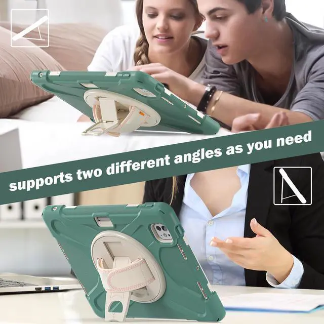 Alt view image 2 of 7 - TYJKeJi Case Fashion Protective Case Stander Case for iPad Pro 11 Inch (M4) 2024 (5th Gen) Released (Dark Green)