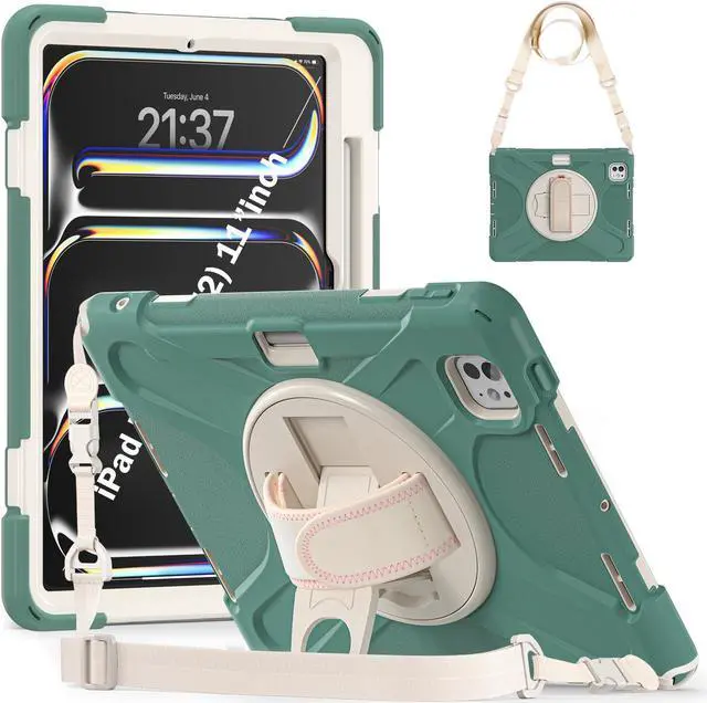 Main image of TYJKeJi Case Fashion Protective Case Stander Case for iPad Pro 11 Inch (M4) 2024 (5th Gen) Released (Dark Green)