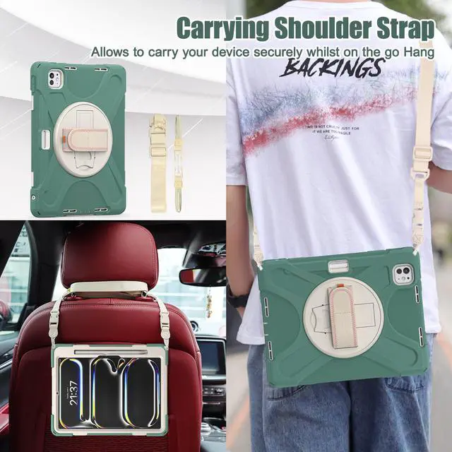 Alt view image 3 of 7 - TYJKeJi Case Fashion Protective Case Stander Case for iPad Pro 11 Inch (M4) 2024 (5th Gen) Released (Dark Green)