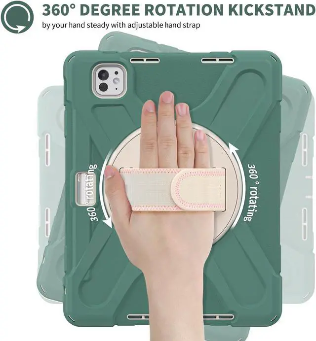 Alt view image 4 of 7 - TYJKeJi Case Fashion Protective Case Stander Case for iPad Pro 11 Inch (M4) 2024 (5th Gen) Released (Dark Green)