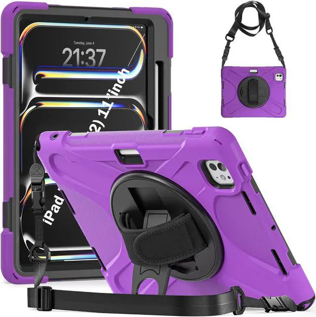 Main image of TYJKeJi Case Fashion Protective Case Stander Case for iPad Pro 11 Inch (M4) 2024 (5th Gen) Released (Purple)