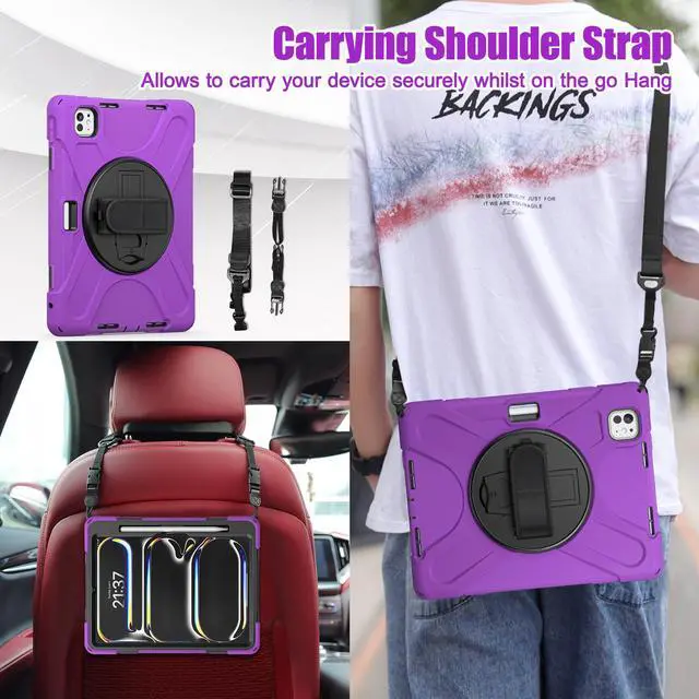 Alt view image 3 of 7 - TYJKeJi Case Fashion Protective Case Stander Case for iPad Pro 11 Inch (M4) 2024 (5th Gen) Released (Purple)