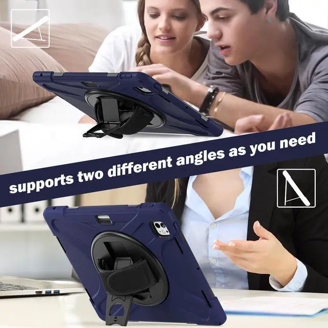 Alt view image 2 of 7 - TYJKeJi Case Fashion Protective Case Stander Case for iPad Pro 13 Inch M4 2024 (7th Gen) Released (Dark Blue)