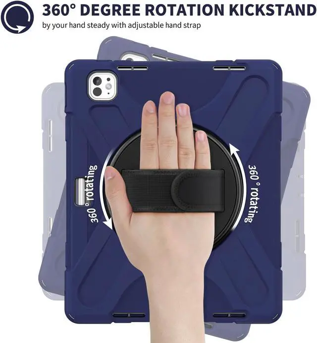 Alt view image 4 of 7 - TYJKeJi Case Fashion Protective Case Stander Case for iPad Pro 13 Inch M4 2024 (7th Gen) Released (Dark Blue)