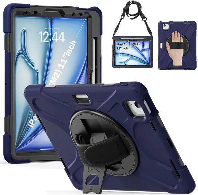 Alt view image 2 of 7 - TYJKeJi Case Fashion Protective Case with Stander Case for iPad Air 11 Inch 2024 (Dark Blue)