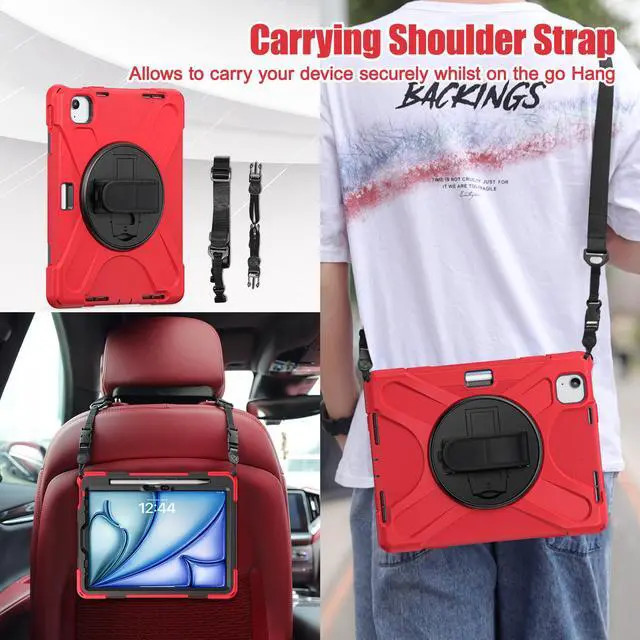 Alt view image 4 of 7 - TYJKeJi Case Fashion Protective Case with Stander Case for iPad Air 11 Inch 2024 (Red)