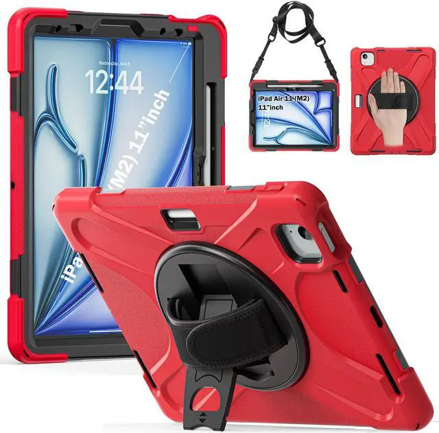Alt view image 2 of 7 - TYJKeJi Case Fashion Protective Case with Stander Case for iPad Air 11 Inch 2024 (Red)