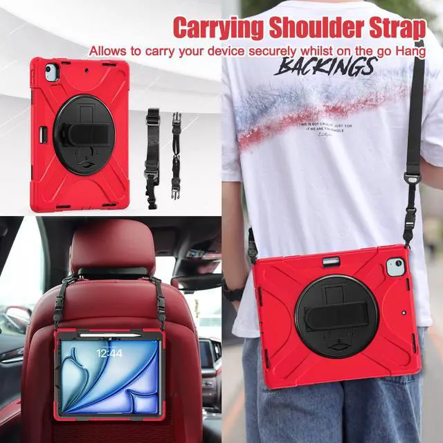 Alt view image 3 of 7 - TYJKeJi Case Fashion Protective Case With Stander Case for iPad Air 13 Inch 2024 (Red)