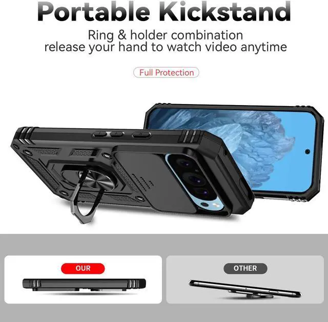 Alt view image 3 of 7 - TYJKeJi Case with Stander Back Cover Case For Google Pixel 9 Pro /  For Google Pixel9 (6.3inch) (Black)