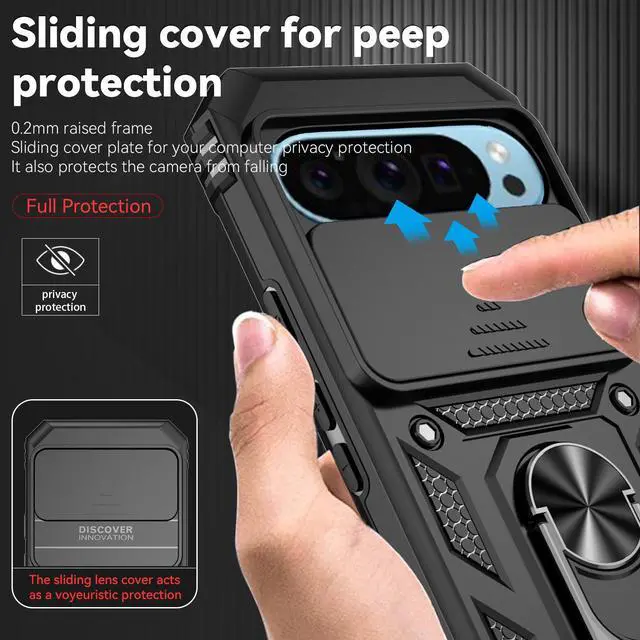 Alt view image 4 of 7 - TYJKeJi Case with Stander Back Cover Case For Google Pixel 9 Pro /  For Google Pixel9 (6.3inch) (Black)