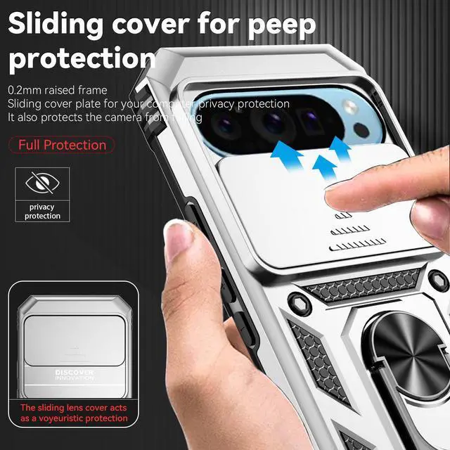 Alt view image 4 of 7 - TYJKeJi Case with Stander Back Cover Case For Google Pixel 9 Pro /  For Google Pixel9 (6.3inch) (Silver)