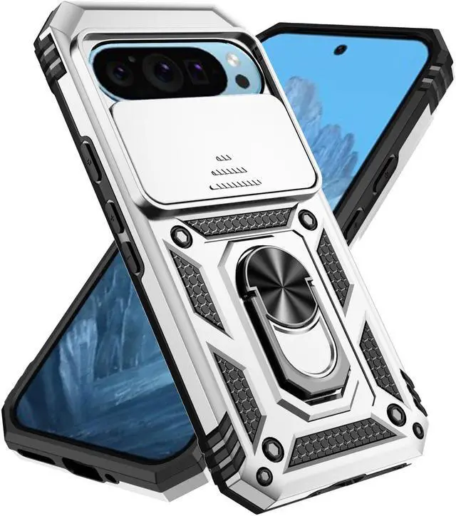 Alt view image 2 of 7 - TYJKeJi Case with Stander Back Cover Case For Google Pixel 9 Pro /  For Google Pixel9 (6.3inch) (Silver)