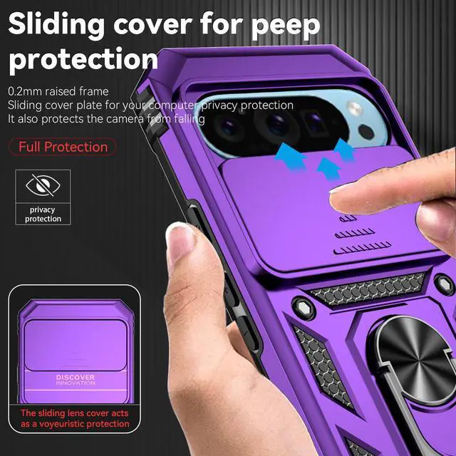 Alt view image 5 of 7 - TYJKeJi Case with Stander Back Cover Case For Google Pixel 9 Pro /  For Google Pixel9 (6.3inch) (Purple)