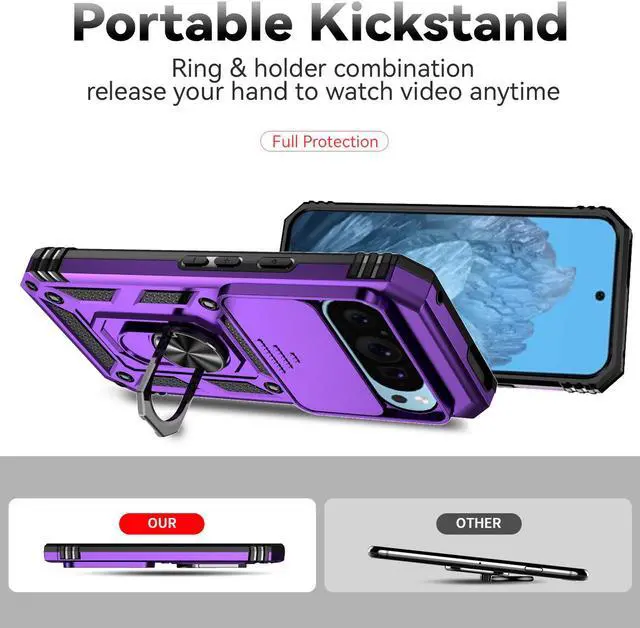 Alt view image 3 of 7 - TYJKeJi Case with Stander Back Cover Case For Google Pixel 9 Pro /  For Google Pixel9 (6.3inch) (Purple)