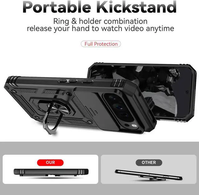 Alt view image 3 of 7 - TYJKeJi Case with Stander Back Cover Case For Google Pixel 9 Pro XL (6.8inch) (Black)