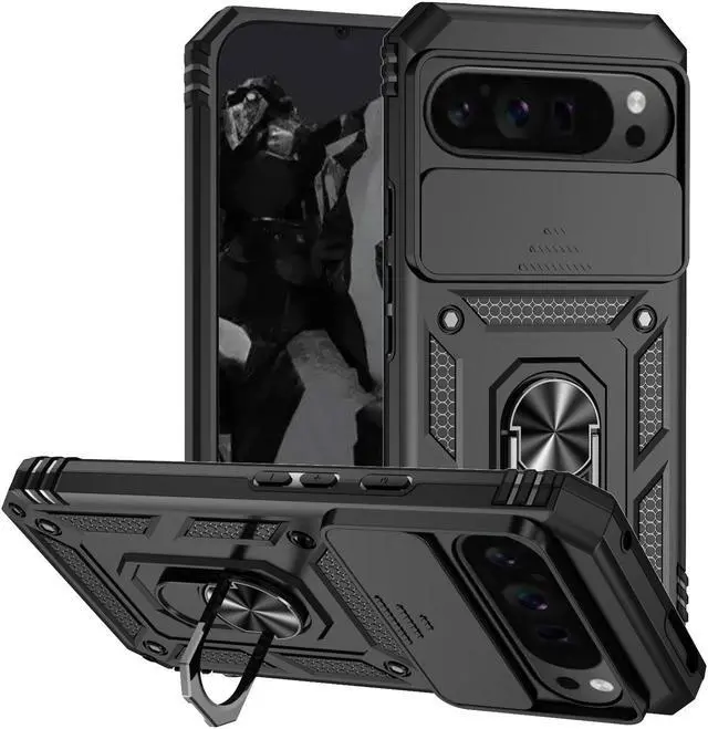 Main image of TYJKeJi Case with Stander Back Cover Case For Google Pixel 9 Pro XL (6.8inch) (Black)