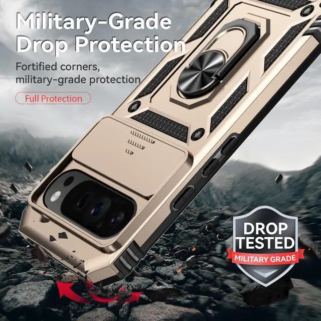 Alt view image 4 of 7 - TYJKeJi Case with Stander Back Cover Case For Google Pixel 9 Pro XL (6.8inch) (Gold)