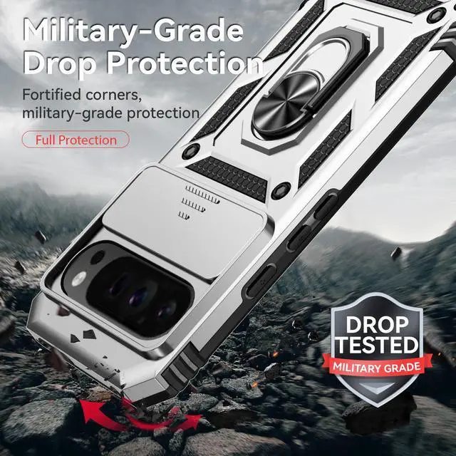 Alt view image 4 of 7 - TYJKeJi Case with Stander Back Cover Case For Google Pixel 9 Pro XL (6.8inch) (Silver)