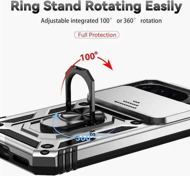 Alt view image 7 of 7 - TYJKeJi Case with Stander Back Cover Case For Google Pixel 9 Pro XL (6.8inch) (Silver)