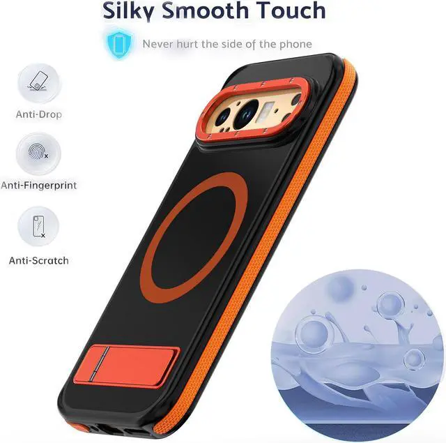 Alt view image 3 of 7 - TYJKeJi Case with Stander Cover Case For Google Pixel 9 Pro (6.3inch) / For Google Pixel 9 (6.3inch) (Red)