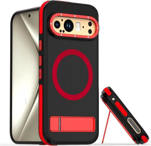 Main image of TYJKeJi Case with Stander Cover Case For Google Pixel 9 Pro (6.3inch) / For Google Pixel 9 (6.3inch) (Red)