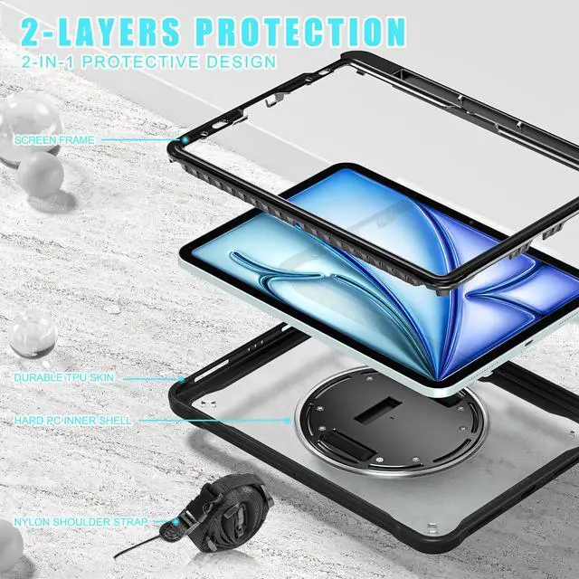 Alt view image 7 of 7 - TYJKeJi Case Fashion Protective Case with Stander Case for iPad Air 11 Inch 2024 (Black)