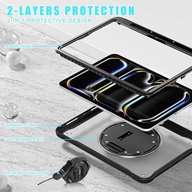 Alt view image 7 of 7 - TYJKeJi Case Fashion Protective Case with Stander Case for iPad Pro 11 Inch 2024 (Black)