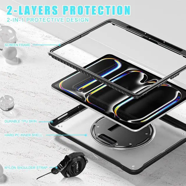 Alt view image 6 of 7 - TYJKeJi Case Fashion Protective Case with Stander Case for iPad Pro 13 Inch 2024 (Black)