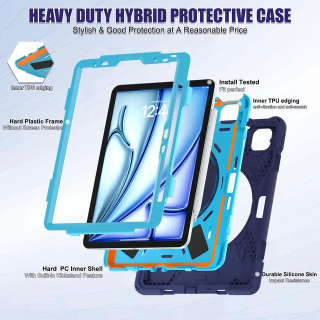 Alt view image 7 of 7 - TYJKeJi Case Fashion Protective Case with Stander Case for iPad Air 11 Inch 2024 (Dark Blue)