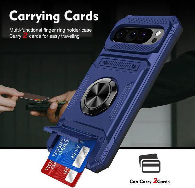 Alt view image 2 of 7 - TYJKeJi Case with Stander Fashion Cover with Card Holder Case For Google Pixel 9 Pro XL (6.8inch) (Blue)