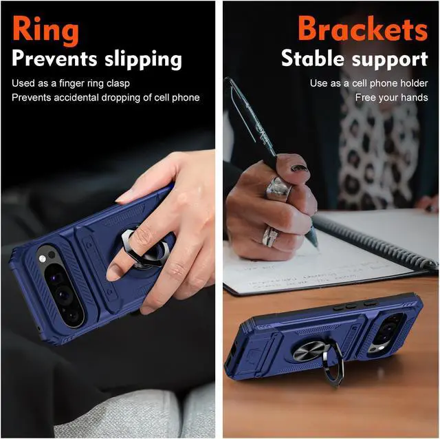 Alt view image 3 of 7 - TYJKeJi Case with Stander Fashion Cover with Card Holder Case For Google Pixel 9 Pro XL (6.8inch) (Blue)