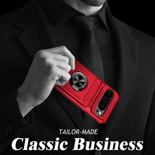 Alt view image 5 of 7 - TYJKeJi Case with Stander Fashion Cover with Card Holder Case For Google Pixel 9 Pro XL (6.8inch) (Red)