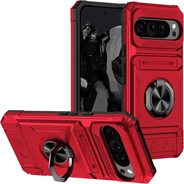 Main image of TYJKeJi Case with Stander Fashion Cover with Card Holder Case For Google Pixel 9 Pro XL (6.8inch) (Red)
