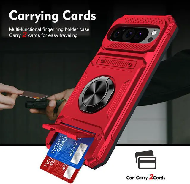 Alt view image 2 of 7 - TYJKeJi Case with Stander Fashion Cover with Card Holder Case For Google Pixel 9 Pro XL (6.8inch) (Red)