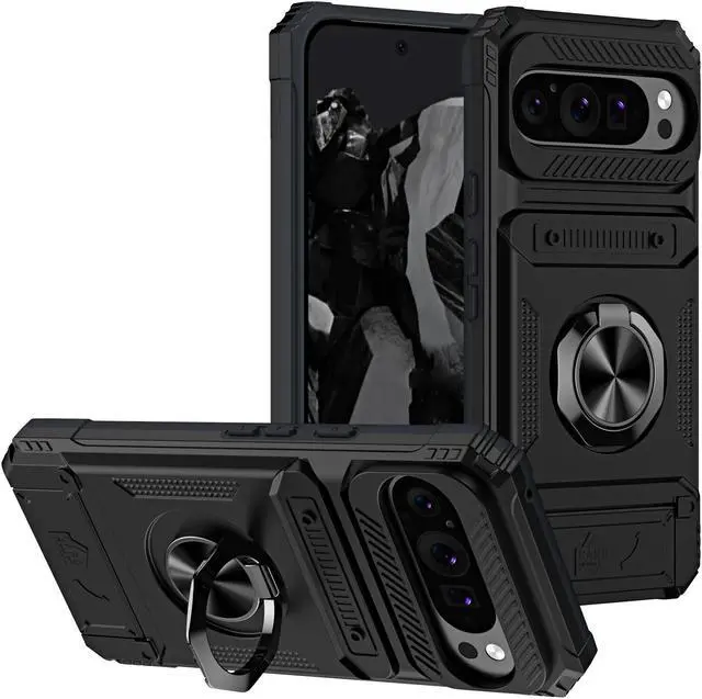 Main image of TYJKeJi Case with Stander Cover Case For Google Pixel 9 Pro (6.3inch) / For Google Pixel9 (6.3inch) (Black)