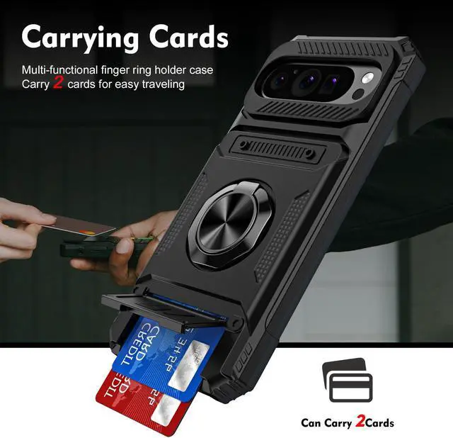 Alt view image 2 of 7 - TYJKeJi Case with Stander Cover Case For Google Pixel 9 Pro (6.3inch) / For Google Pixel9 (6.3inch) (Black)