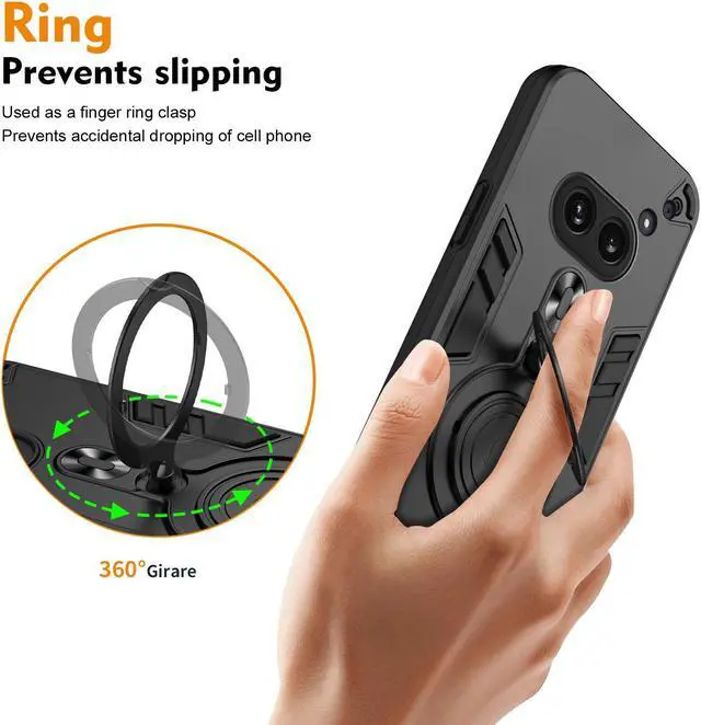 Alt view image 5 of 7 - TYJKeJi Case with Stander Cover Case For Nothing Phone 2A (Black)