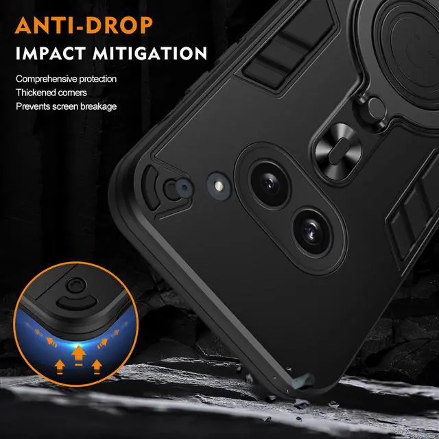 Alt view image 4 of 7 - TYJKeJi Case with Stander Cover Case For Nothing Phone 2A (Black)