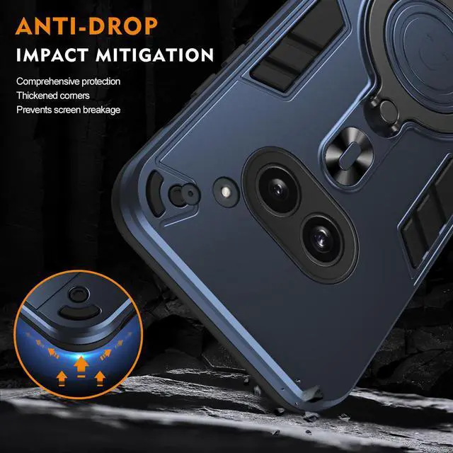 Alt view image 4 of 7 - TYJKeJi Case with Stander Cover Case For Nothing Phone 2A (Blue)