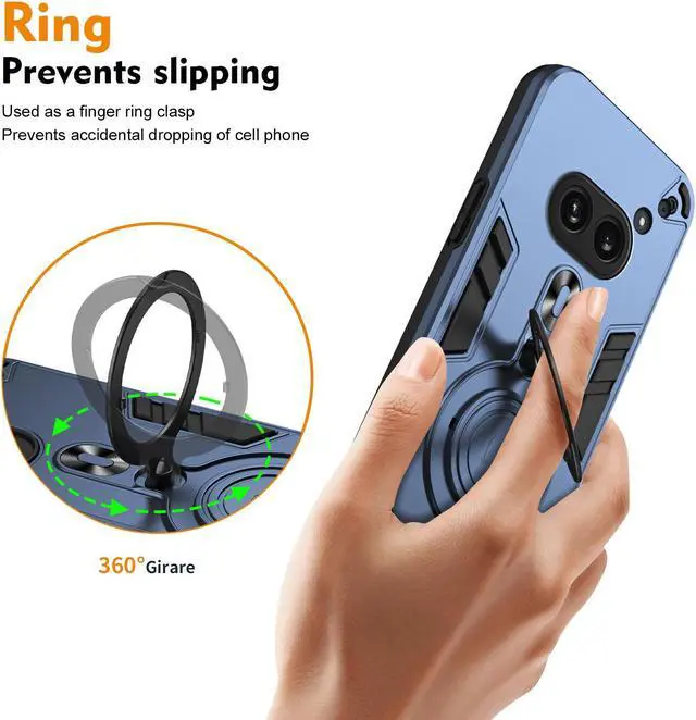 Alt view image 5 of 7 - TYJKeJi Case with Stander Cover Case For Nothing Phone 2A (Blue)