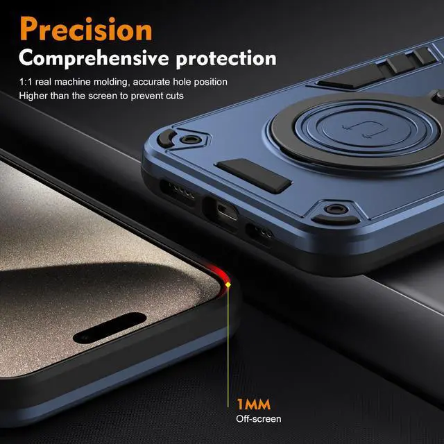 Alt view image 6 of 7 - TYJKeJi Case with Stander Cover Case For Nothing Phone 2A (Blue)