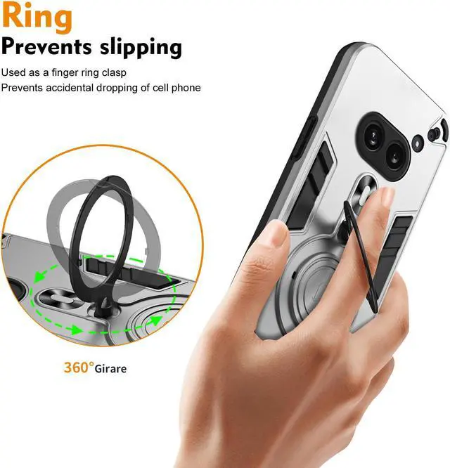 Alt view image 5 of 7 - TYJKeJi Case with Stander Cover Case For Nothing Phone 2A (Silver)