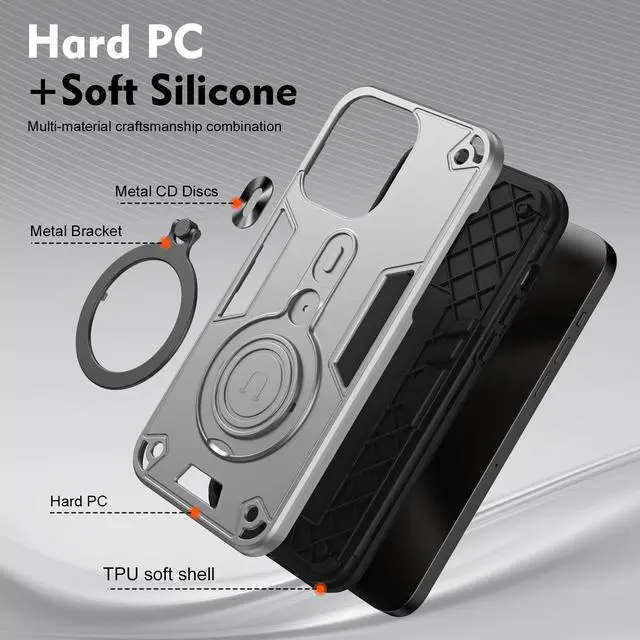 Alt view image 7 of 7 - TYJKeJi Case with Stander Cover Case For Nothing Phone 2A (Silver)