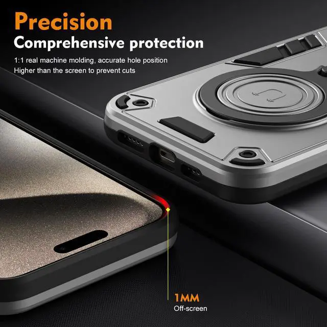 Alt view image 6 of 7 - TYJKeJi Case with Stander Cover Case For Nothing Phone 2A (Silver)