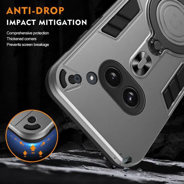 Alt view image 4 of 7 - TYJKeJi Case with Stander Cover Case For Nothing Phone 2A (Silver)