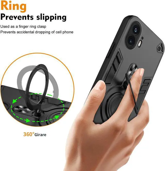 Alt view image 5 of 7 - TYJKeJi Case with Stander Cover Case For Nothing Phone 2 (Black)
