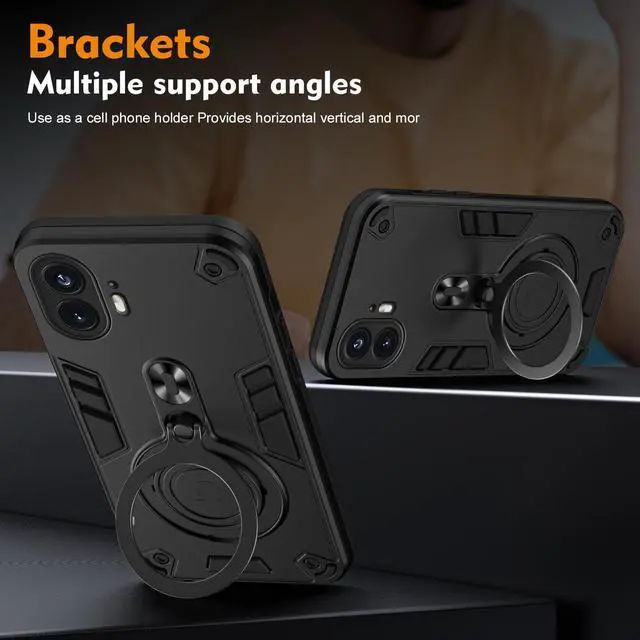 Alt view image 2 of 7 - TYJKeJi Case with Stander Cover Case For Nothing Phone 2 (Black)