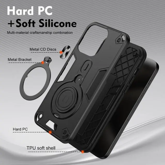 Alt view image 7 of 7 - TYJKeJi Case with Stander Cover Case For Nothing Phone 2 (Black)