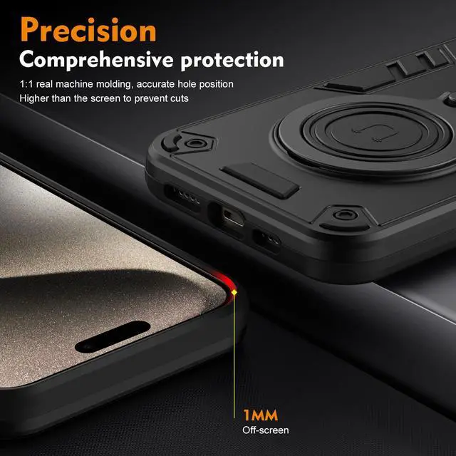 Alt view image 6 of 7 - TYJKeJi Case with Stander Cover Case For Nothing Phone 2 (Black)