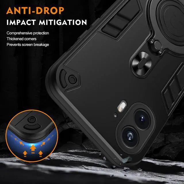 Alt view image 3 of 7 - TYJKeJi Case with Stander Cover Case For Nothing Phone 2 (Black)